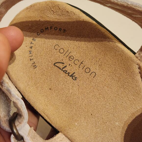 Clarks Women's Sz 8.5 Leisa Janna Sandal White Leather Strappy Boho Comfort Sole - Picture 8 of 11